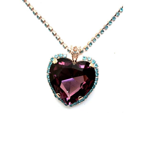 Necklace Pendant By Mariana Woman Amethyst and Turquoise Swarovski Crystals