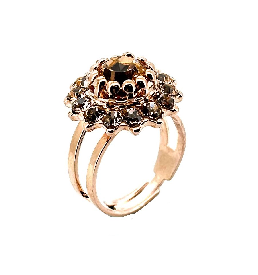 R-7163-362362-RG (1) Ring By Mariana Woman Beautiful Light Peach Swarovski Crystals - Image 1