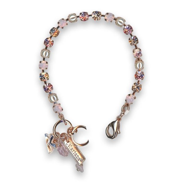 Bracelet by Mariana Woman Lovely Rose and Pearl Swarovski Crystals