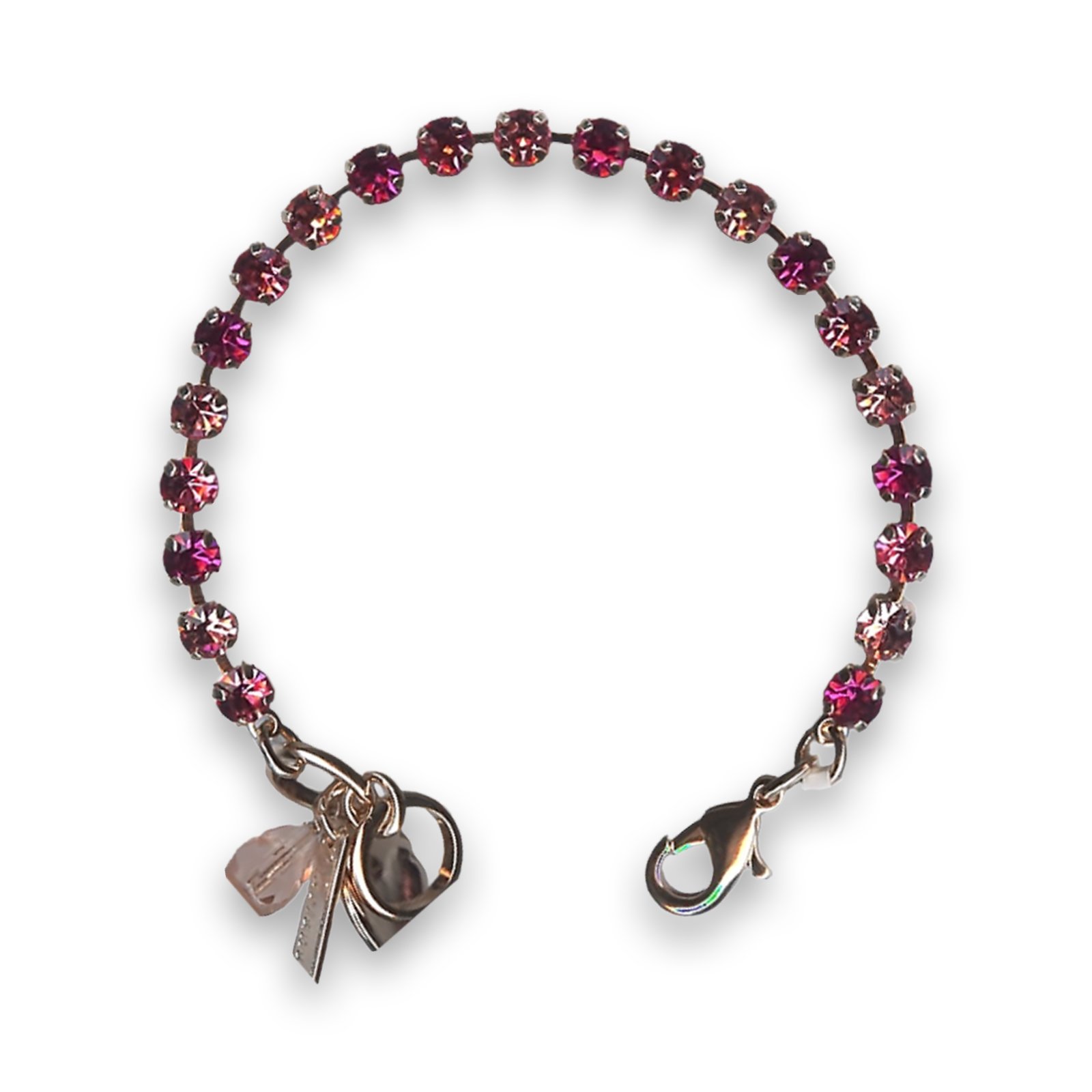 B-4000-5022-RG (1) Bracelet by Mariana Woman Lovely Fuchsia and Rose Swarovski Crystals - Image 1