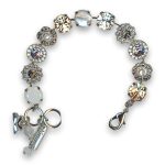 Bracelet by Mariana Woman Timeless White Shell Mineral and Silk Swarovski Crystals - Image 2