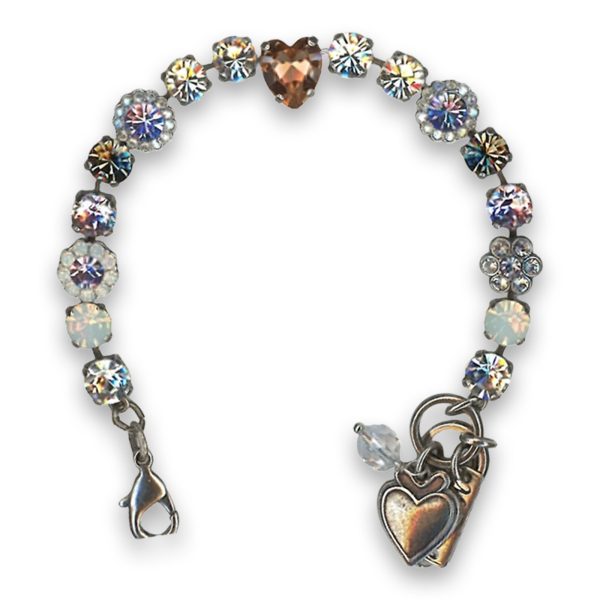 Bracelet by Mariana Woman Heart Shaped Peach and Vitral Swarovski Crystals