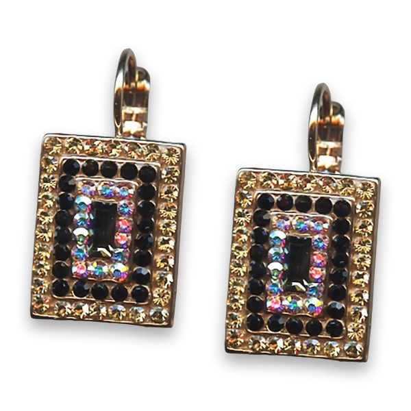 Earrings by Mariana Woman Elegant Golden and Jet Swarovski Crystals