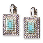Earrings by Mariana Woman Charming Violet and Turquoise Swarovski Crystals - Image 3