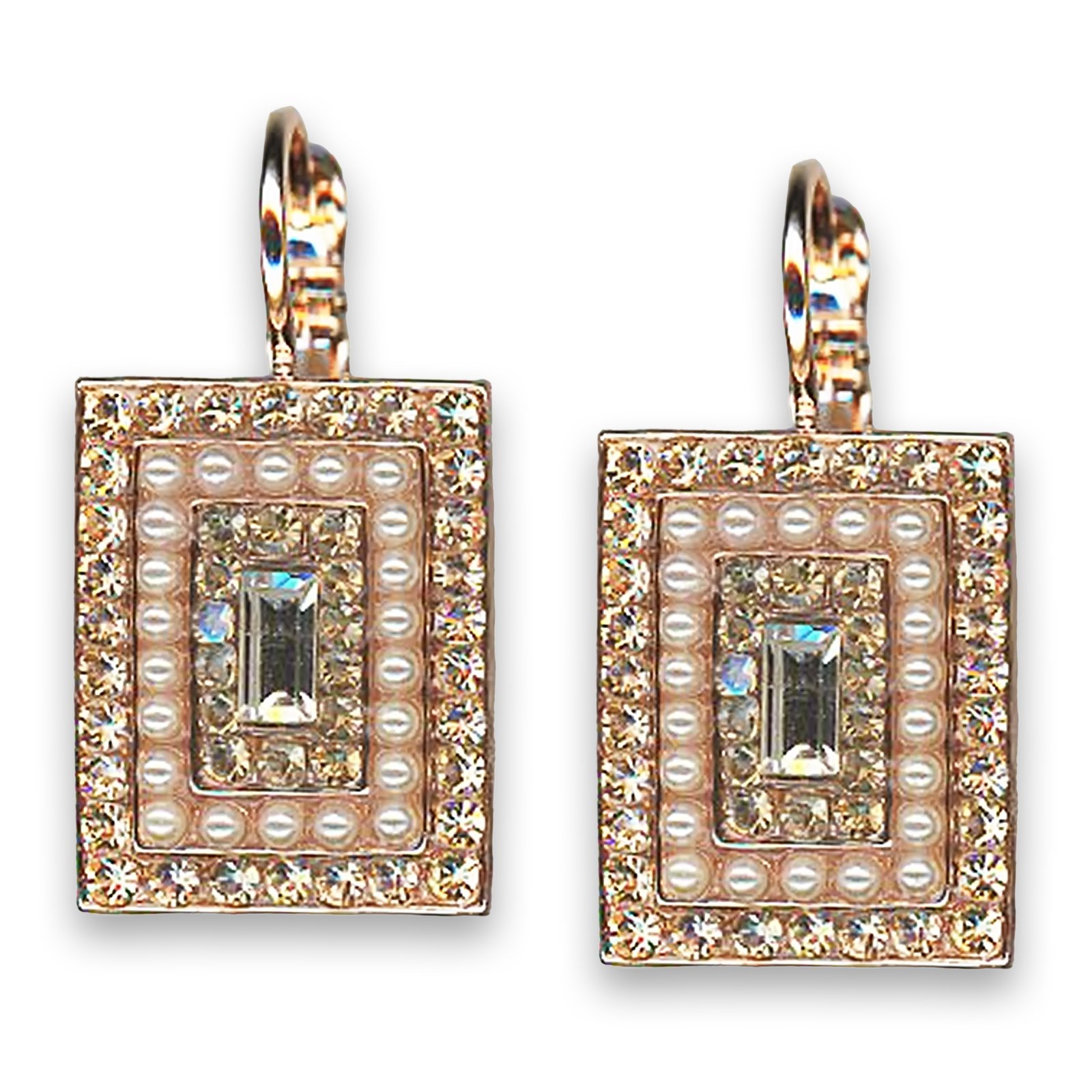 E-1000-3-1144-RG6 (1) Earrings by Mariana Woman Timeless Pearl and Peach Swarovski Crystals - Image 1