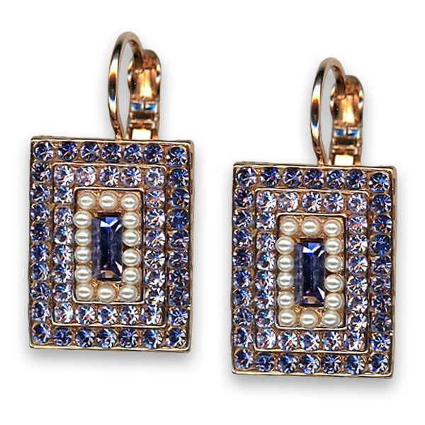 Earrings by Mariana Woman Gorgeous Pearl and Tanzanite Swarovski Crystals