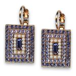 Earrings by Mariana Woman Gorgeous Pearl and Tanzanite Swarovski Crystals - Image 3