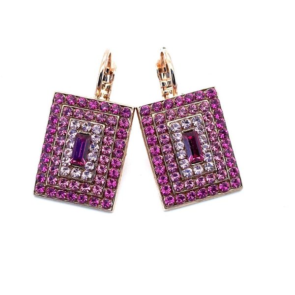 Earrings By Mariana Woman Lovely Rose and Fuchsia Swarovski Crystals
