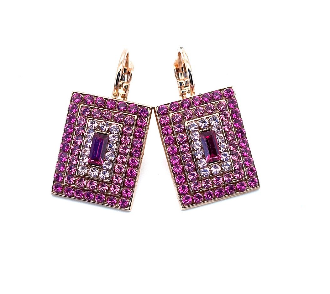 E-1000-3-5022-RG6 (3) Earrings By Mariana Woman Lovely Rose and Fuchsia Swarovski Crystals - Image 1
