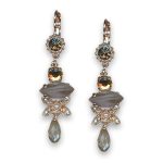 Earrings by Mariana Woman Dangling Grey and Golden Swarovski Crystals - Image 3