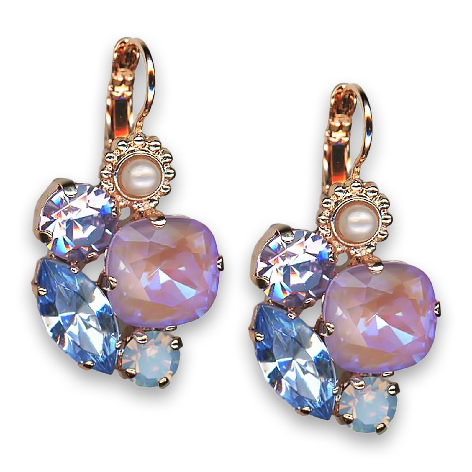 E-1001-5-1010-RG6 (1) Earrings by Mariana Woman Beautiful Lavender and Pearl Swarovski Crystals - Image 1