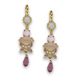 Earrings by Mariana Woman Lovely Rose Quartz Mineral and Opal Swarovski Crystals - Image 3