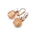 Earrings by Mariana Woman Shimmering Peach and Pearl Swarovski Crystals - Image 2