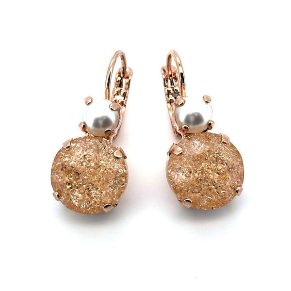 Earrings by Mariana Woman Shimmering Peach and Pearl Swarovski Crystals