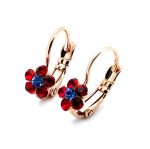 Earrings By Mariana Woman Floral Red and Royal Blue Swarovski Crystals - Image 2