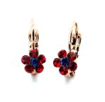 Earrings By Mariana Woman Floral Red and Royal Blue Swarovski Crystals