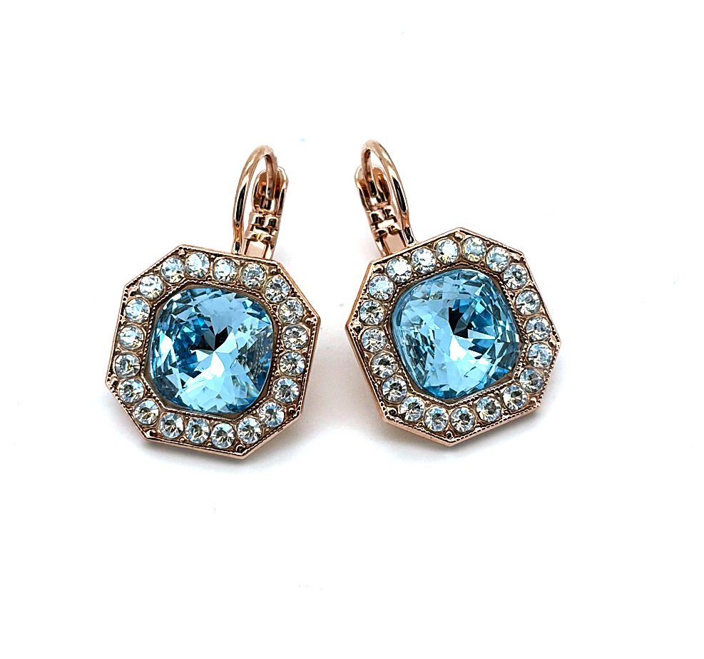 E-1174-4-5002-RG6 (1) Earrings By Mariana Woman Beautiful Aquamarine and Moonlight Swarovski Crystals - Image 1