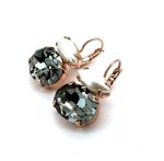 Earrings By Mariana Woman Luxurious Black Diamond and Pearl Swarovski Crystals - Image 2