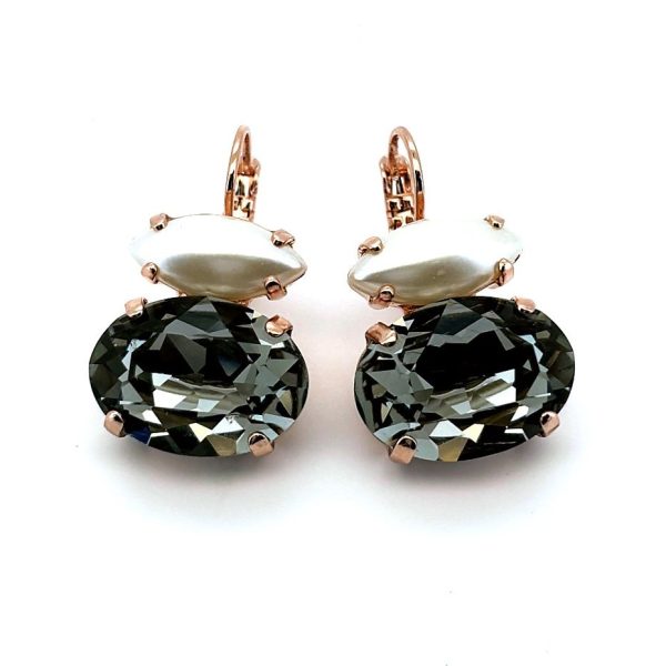 Earrings By Mariana Woman Luxurious Black Diamond and Pearl Swarovski Crystals