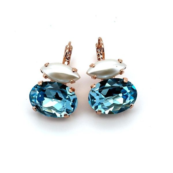 Earrings by Mariana Woman Adorable Aquamarine and Pearl Swarovski Crystals