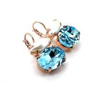 Earrings by Mariana Woman Adorable Aquamarine and Pearl Swarovski Crystals - Image 3