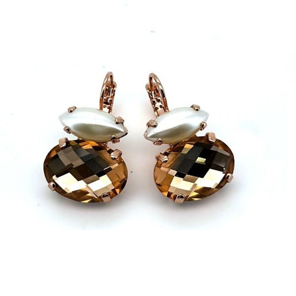 Earrings by Mariana Woman Alluring Pearl and Peach Swarovski Crystals