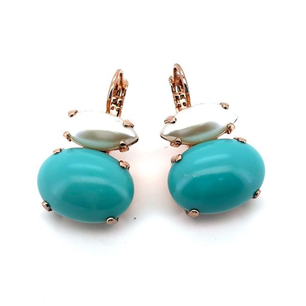Earrings By Mariana Woman Beautiful Turquoise and Pearl Swarovski Crystals