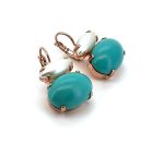 Earrings By Mariana Woman Beautiful Turquoise and Pearl Swarovski Crystals - Image 3