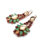Earrings by Mariana Woman Sophisticated Peach and Orange Swarovski Crystals - Image 2