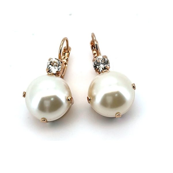 Earrings By Mariana Woman Timeless Pearl and Clear Swarovski Crystals