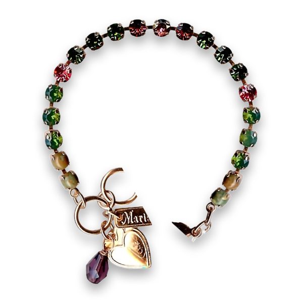Bracelet by Mariana Woman Glamorous Emerald and Rose Swarovski Crystals