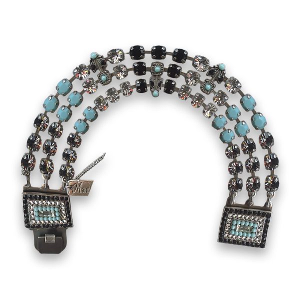 Bracelet by Mariana Woman Triple Tier Turquoise and Jet Swarovski Crystals