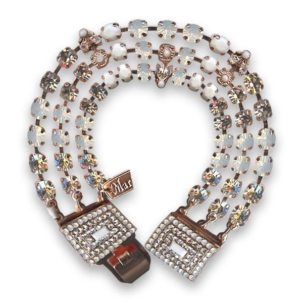 Bracelet by Mariana Woman Triple Tier Clear and Opal Swarovski Crystals