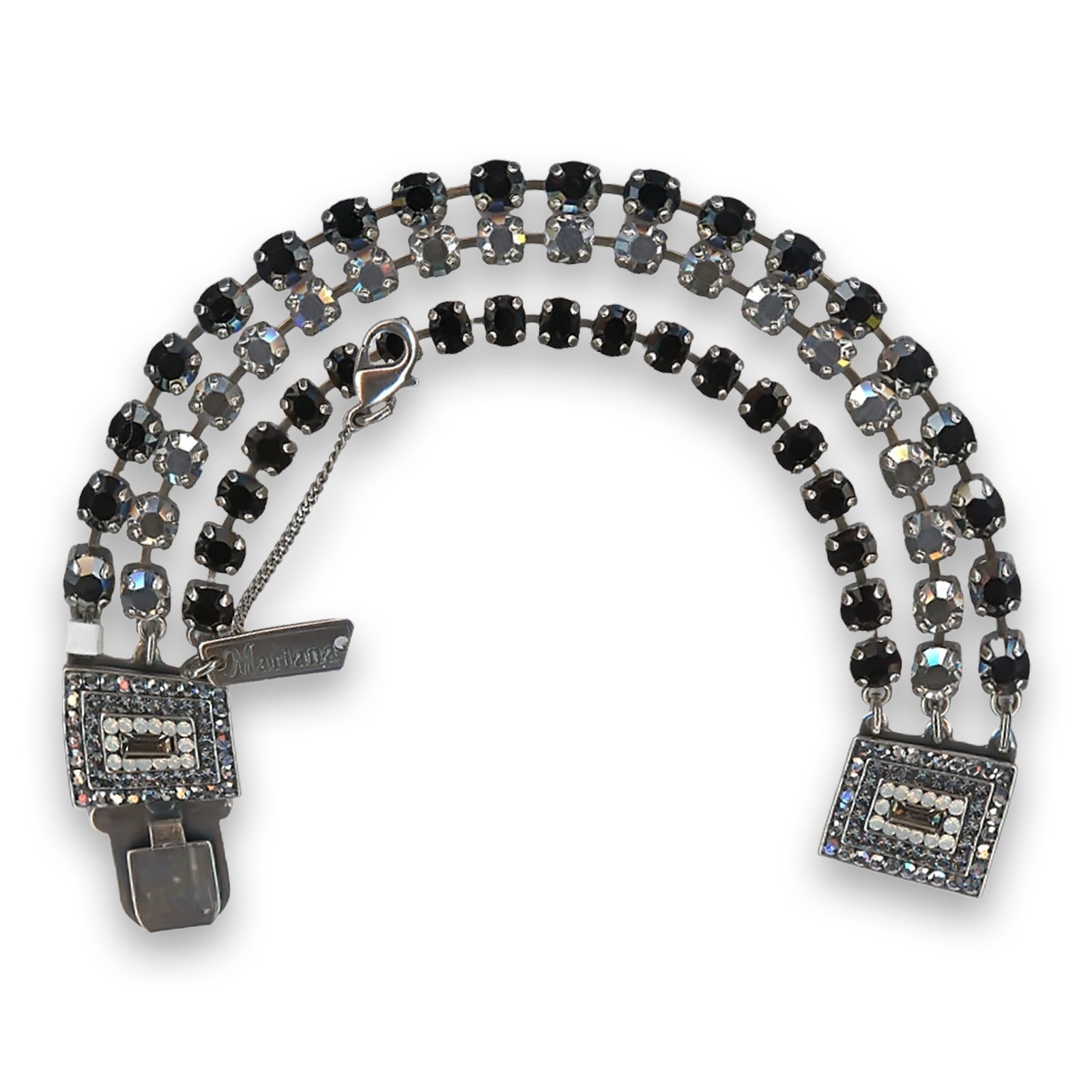 B-4000-4-126-SP (1) Bracelet by Mariana Woman Luxurious Jet and Hematite Swarovski Crystals - Image 1