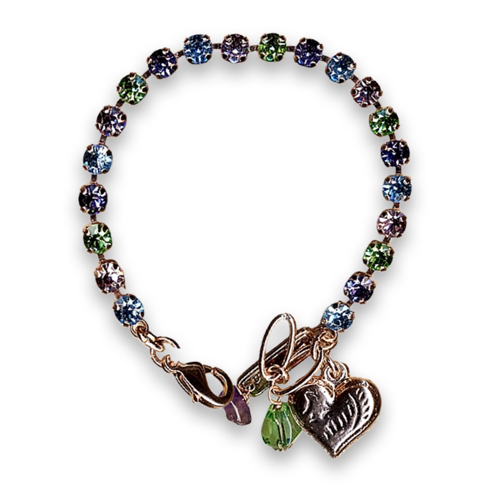 B-4000-88-RG (1) Bracelet by Mariana Woman Dainty Green and Amethyst Swarovski Crystals - Image 1