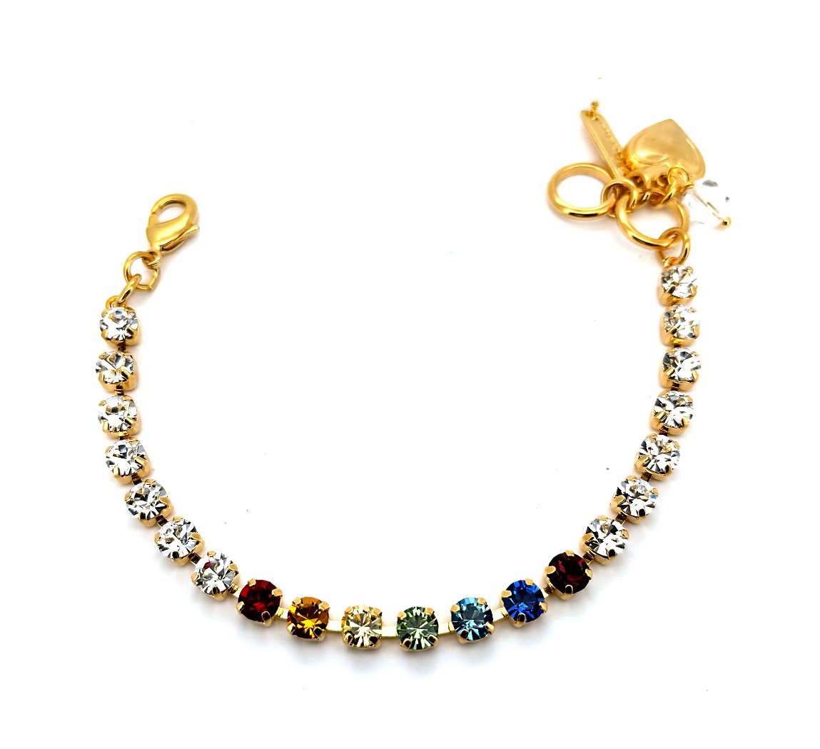 B-4000-9999-YG (1) Bracelet by Mariana Woman Sassy Multi-Color Swarovski Crystals - Image 1