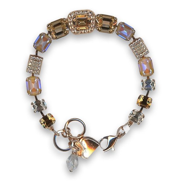 Bracelet by Mariana Woman Exquisite Golden and Peach Swarovski Crystals