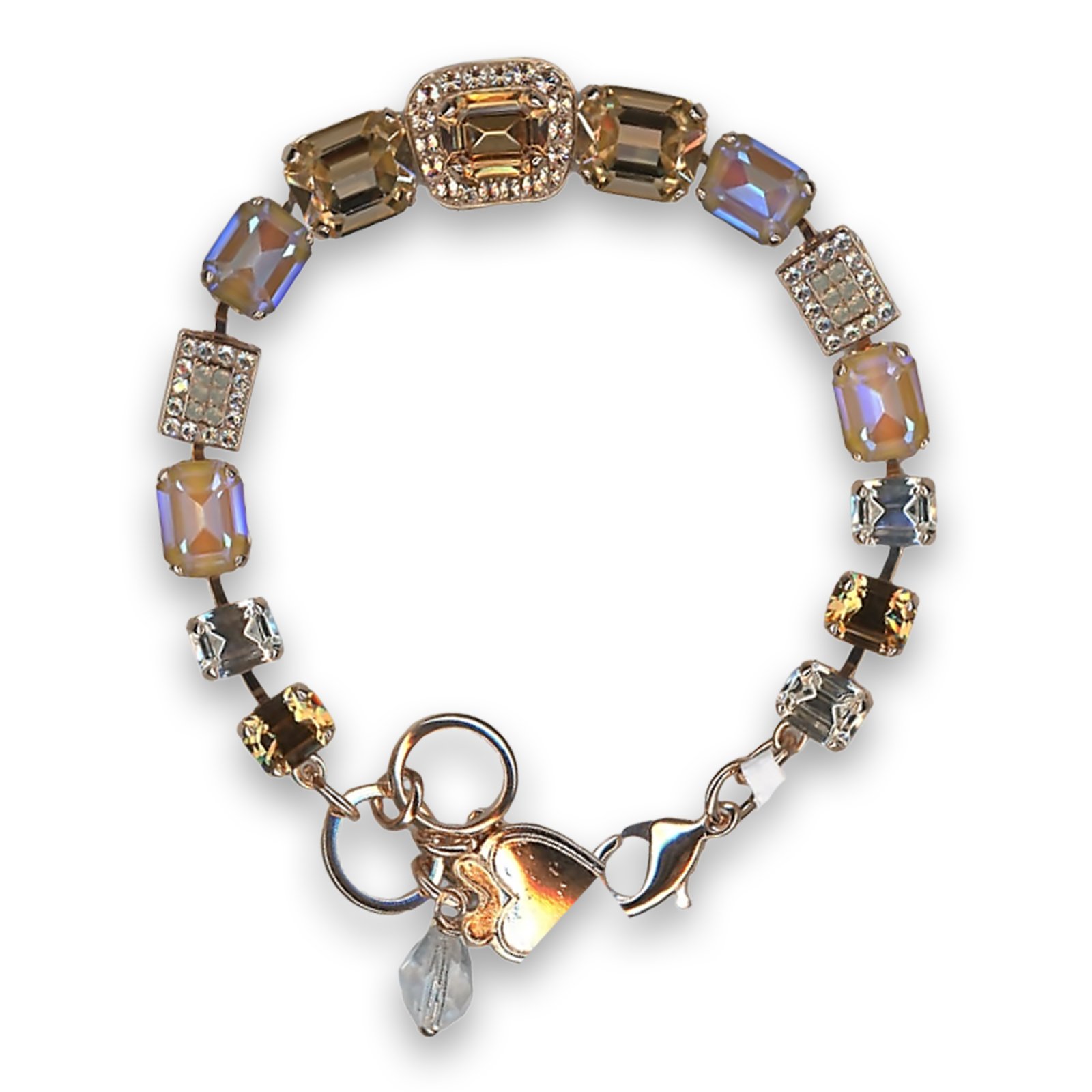 B-4040-7-1125-RG (1) Bracelet by Mariana Woman Exquisite Golden and Peach Swarovski Crystals - Image 1