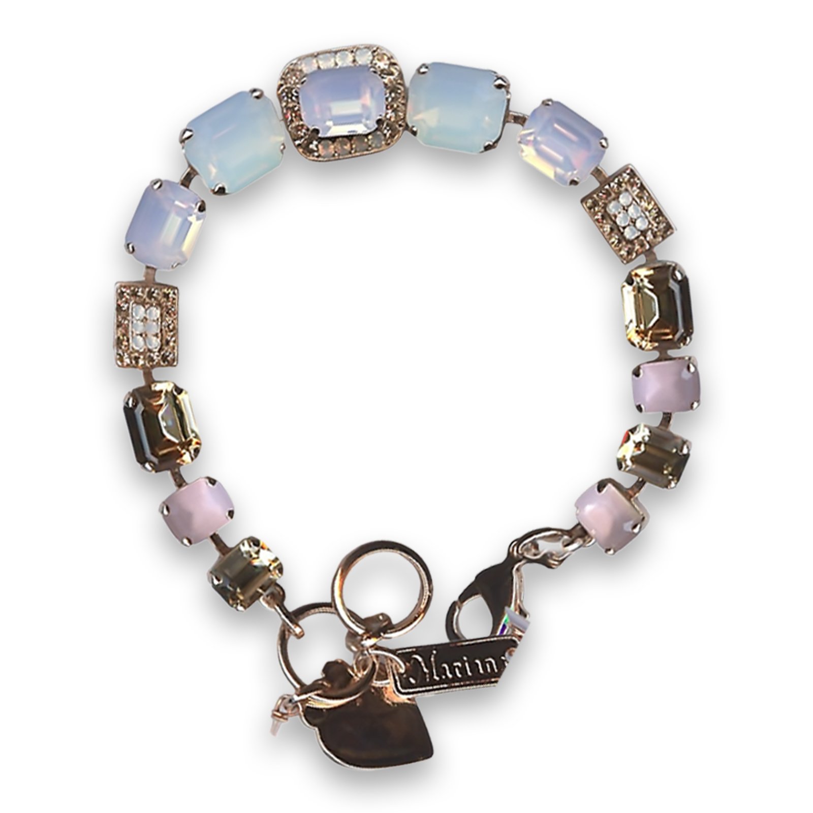 B-4040-7-2333-RG (1) Bracelet by Mariana Woman Luxurious Silk and Opal Swarovski Crystals - Image 1