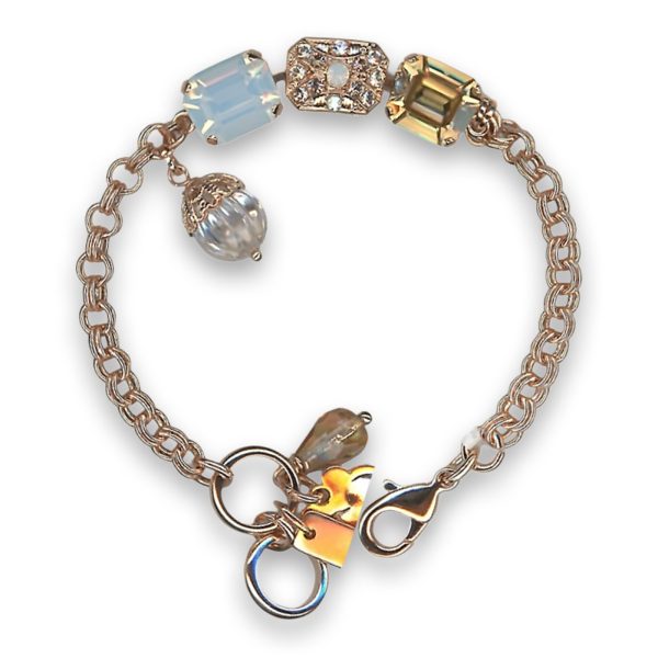 Bracelet by Mariana Woman Elegant Golden and Opal Swarovski Crystals