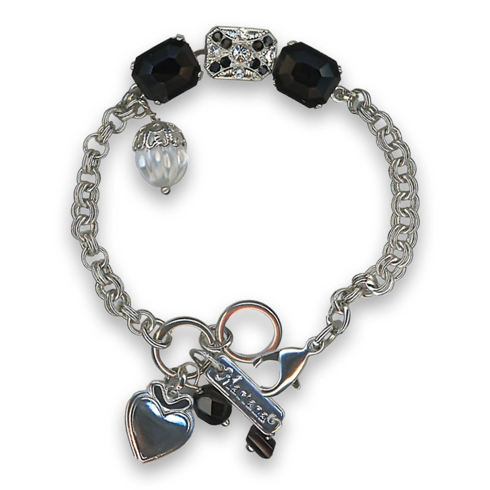 B-4040-9-280-1-RO (1) Bracelet by Mariana Woman Gorgeous Jet and Clear Swarovski Crystals - Image 1