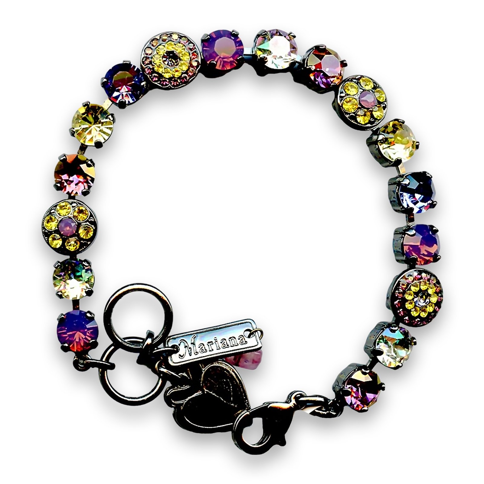 B-4044-10240-BG (1) Bracelet by Mariana Woman Sassy Yellow and Purple Swarovski Crystals - Image 1