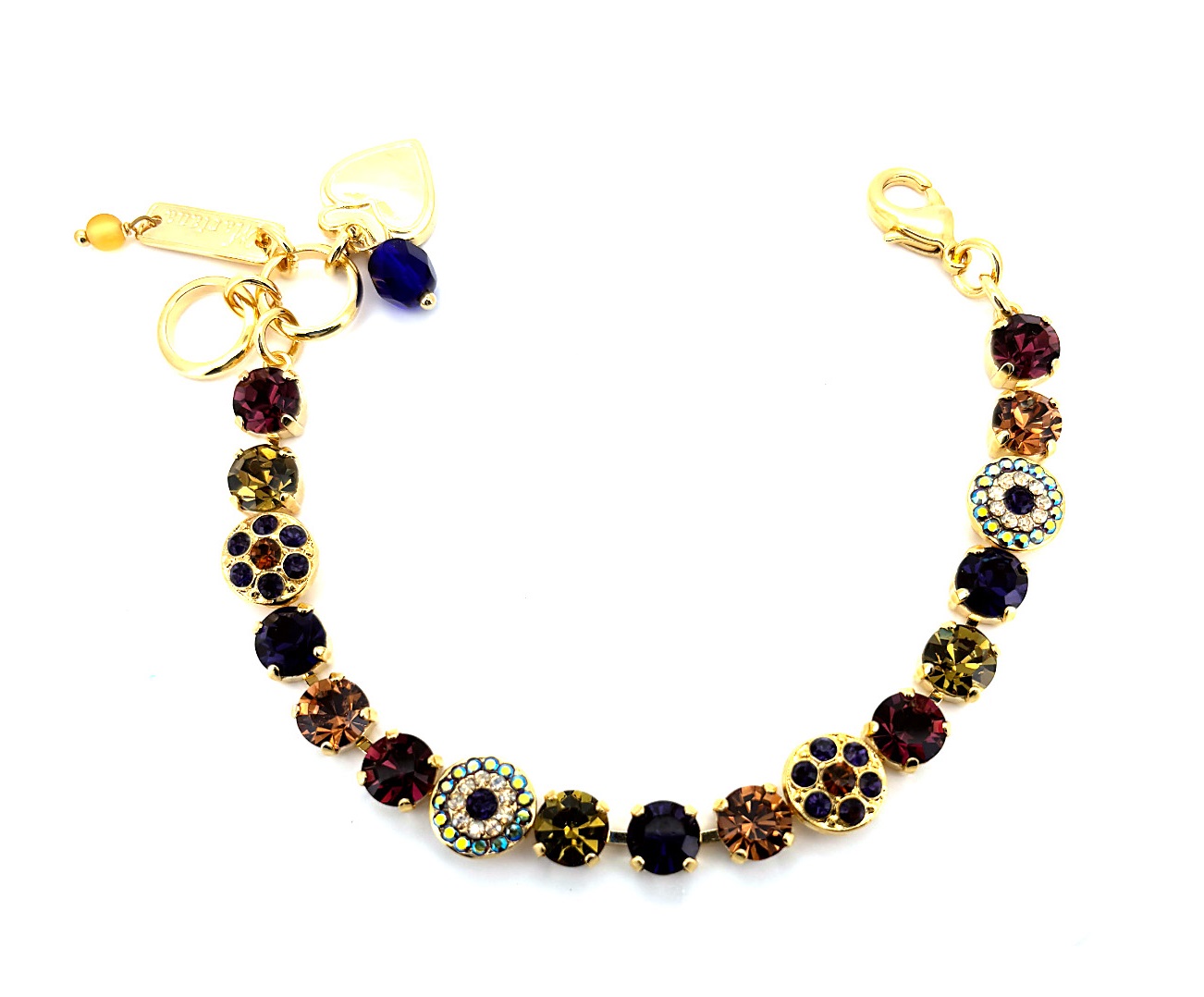 B-4044-1030-YG (1) Bracelet by Mariana Woman Glamorous Purple and Topaz Swarovski Crystals - Image 1