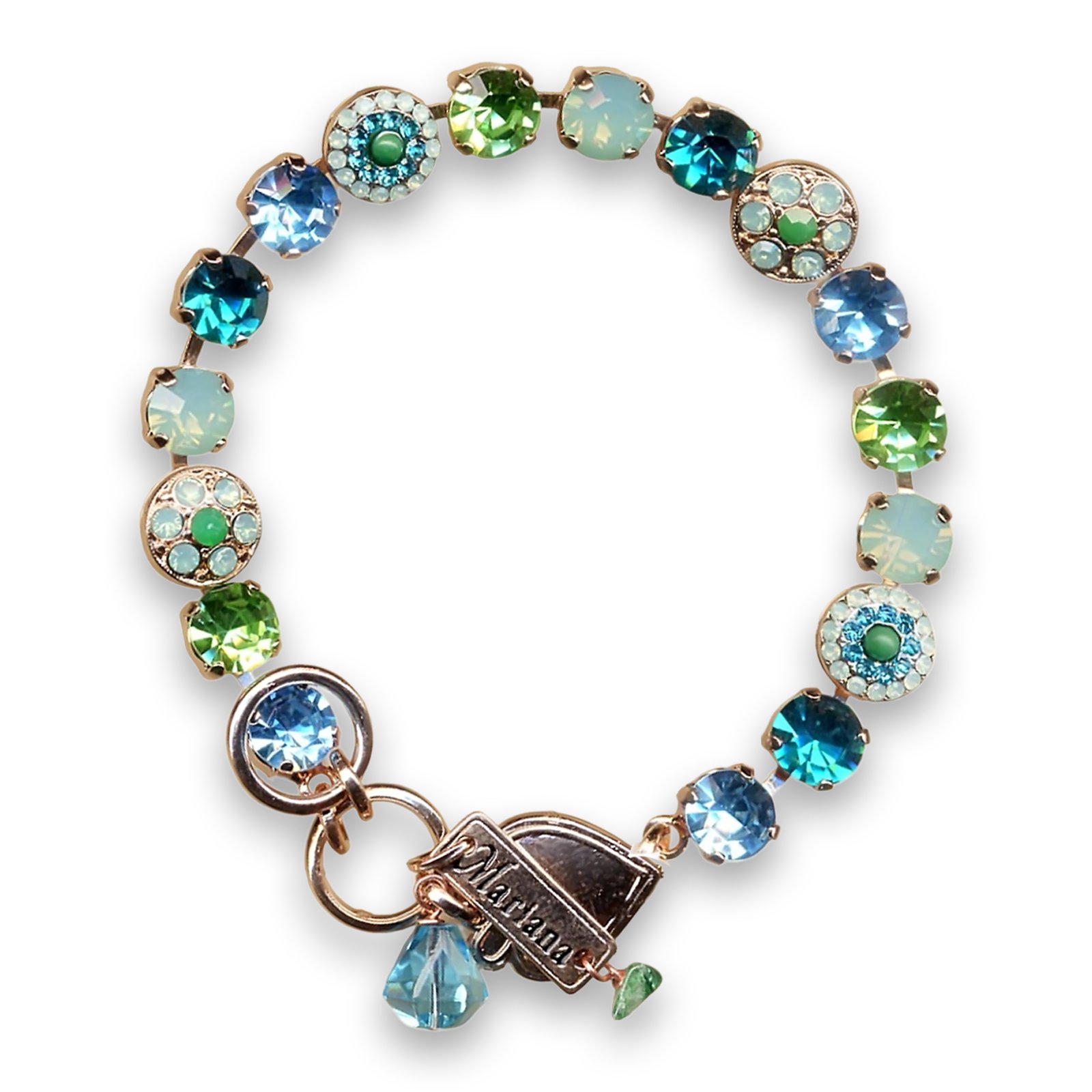 B-4044-1310-2-RG (1) Bracelet by Mariana Woman Charming Aquamarine and Opal Swarovski Crystals - Image 1