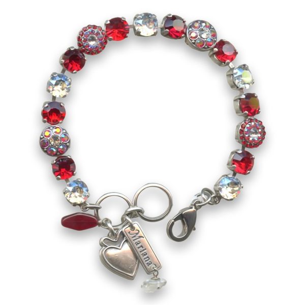 Bracelet by Mariana Woman Stunning Siam and Clear Swarovski Crystals