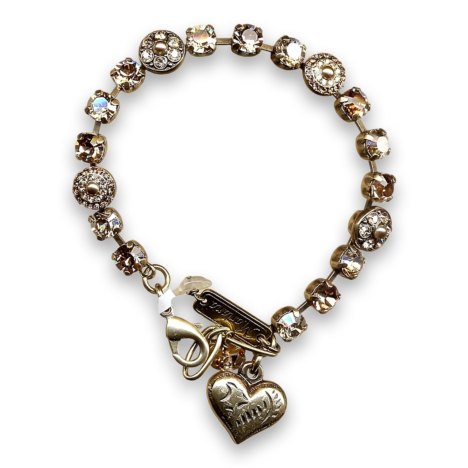 B-4044-2160-AG (1) Bracelet by Mariana Woman Elegant Golden and Pearl Swarovski Crystals - Image 1