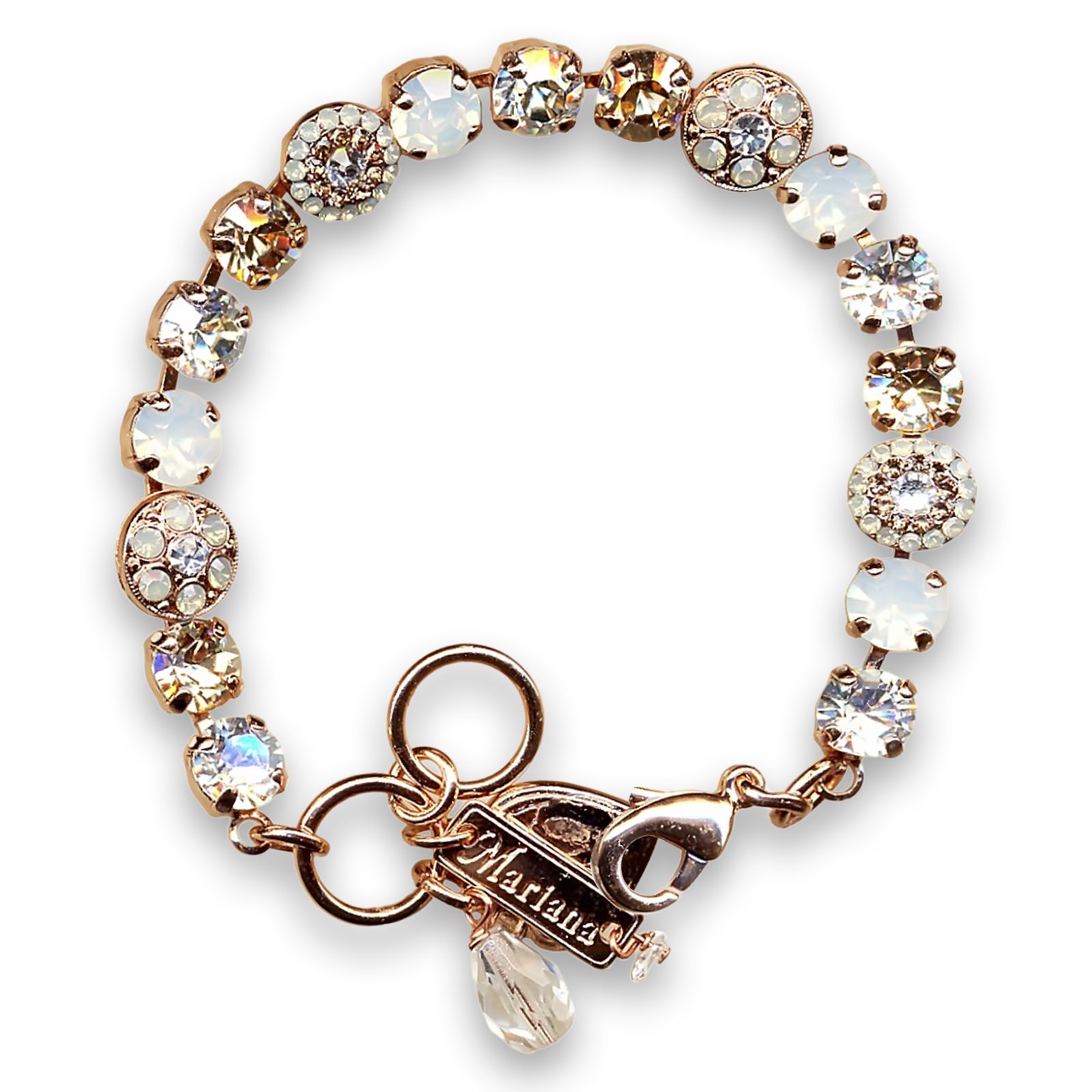B-4044-3911-1-RG (1) Bracelet by Mariana Woman Elegant Champagne and Opal Swarovski Crystals - Image 1