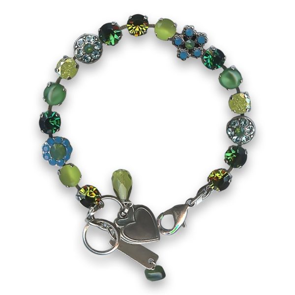 Bracelet by Mariana Woman Charming Green and Opal Swarovski Crystals