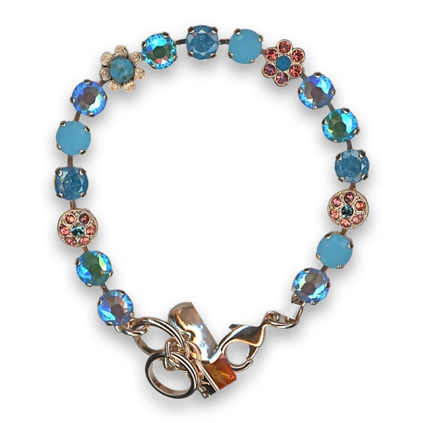 B-4044-5-1911-RG (1) Bracelet by Mariana Woman Adorable Aqua and Padparadscha Swarovski Crystals - Image 1