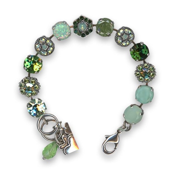 Bracelet by Mariana Woman Gorgeous Synthetic Opal Mineral and Green Swarovski Crystals